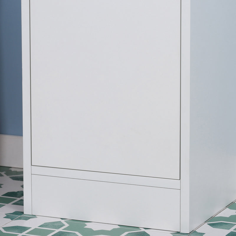 kleankin Tall Bathroom Storage Cabinet Narrow Freestanding Cabinet with Mirror