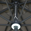 Outsunny 2.7m Garden Parasol Summer Shelter w/ LED Solar Light Crank Tilt Grey