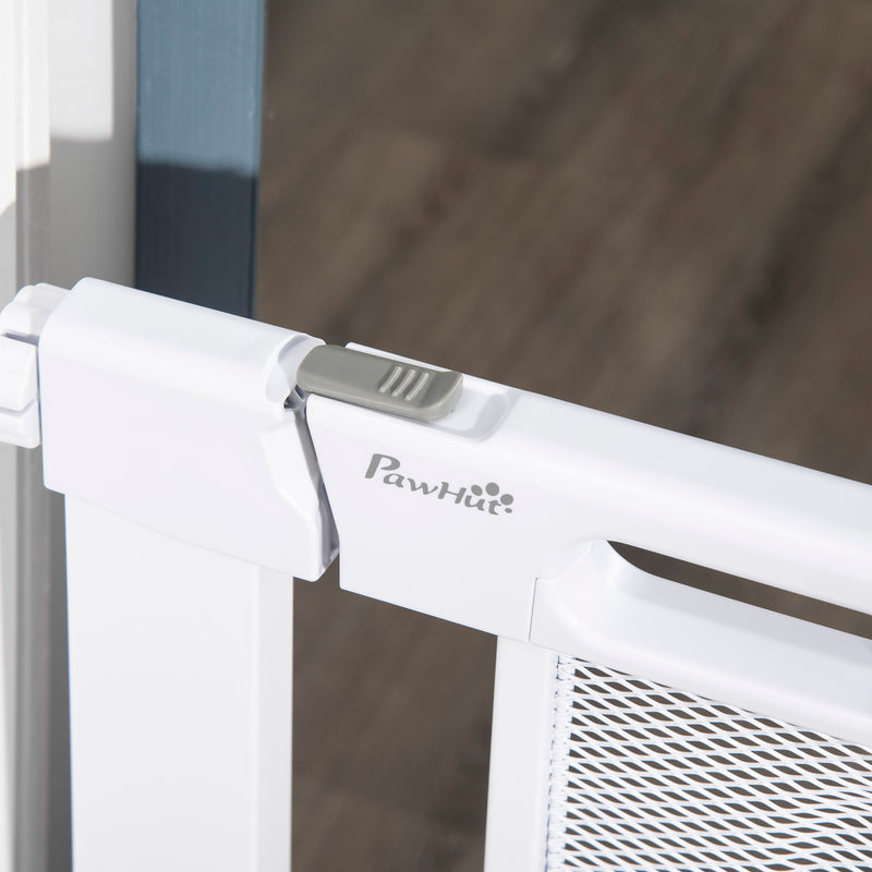 PawHut Pressure Fit Safety Gate for Stairs w/ Auto Close 75-82 cm - White