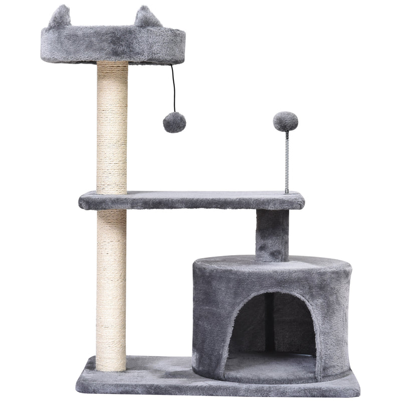 PawHut 81cm Cat Tree Kitten Large Cats Tower Activity Centre Scratch Post Grey