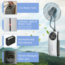HOMCOM Pedestal Fan With Water Mist Spray Standing Fan W/ 3.1L Water Tank Black