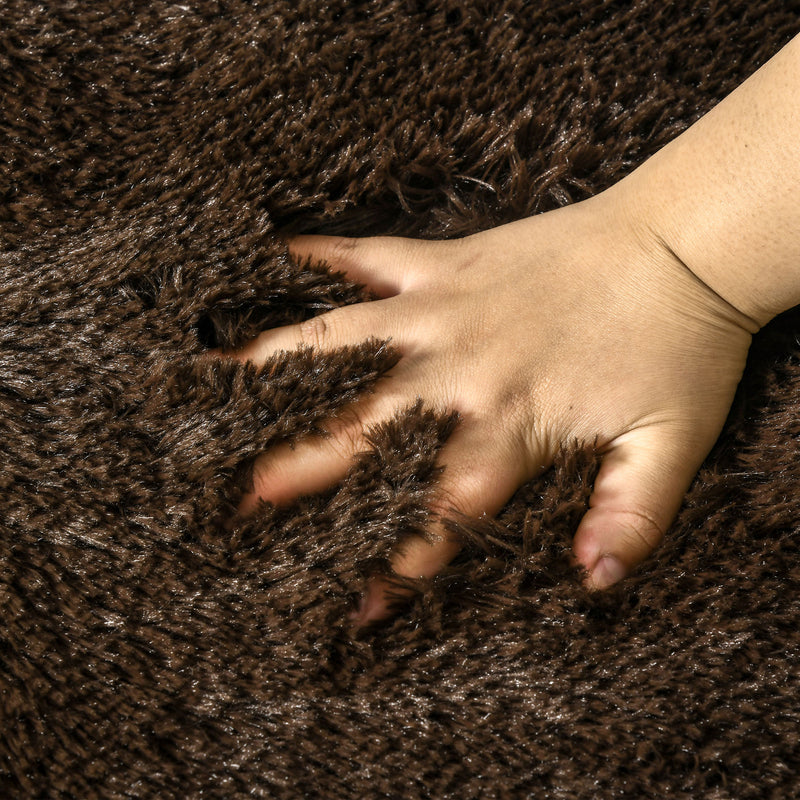 HOMCOM Brown Fluffy Area Rug Shaggy Carpet for Living Room, Bedroom, 90x150cm