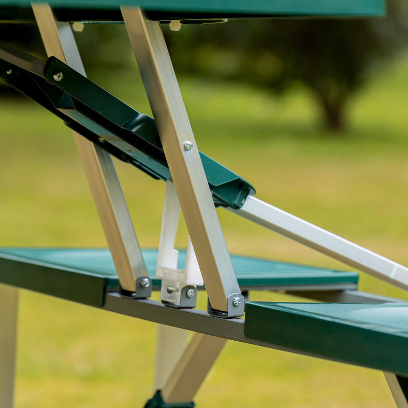 Outsunny Picnic Table Chair Set 4 Seat Aluminium PP W/ 2.7cm Umbrella Hole