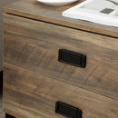 HOMCOM Retro Bedside Table Metal Frame Bedroom Side Table w/ 2 Drawers Coffee