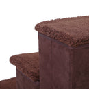 PawHut 3 Step Pet Stairs Portable Mobility Assistance w/ Washable Cover Brown