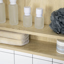 kleankin LED Bathroom Mirror Cabinet Wall-Mounted W/ Adjustable Shelves Natural