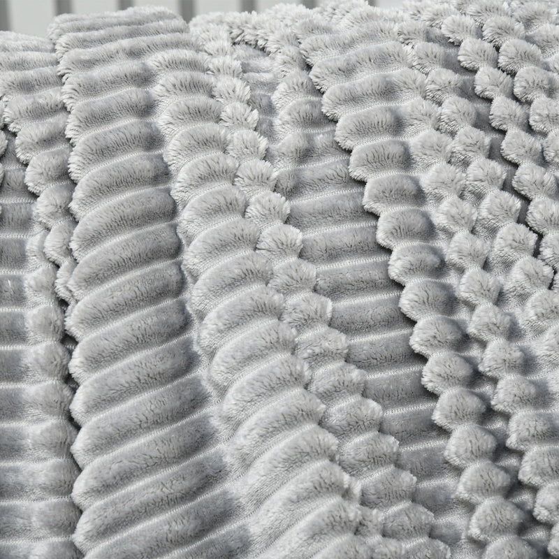HOMCOM Flannel Fleece Blanket Double Size Throw Blanket for Bed 203x152cm Grey