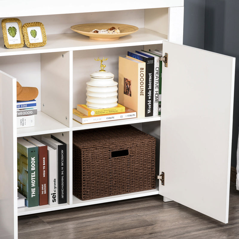 HOMCOM Modern High Gloss RGB LED Cabinet Cupboard Sideboard Console White
