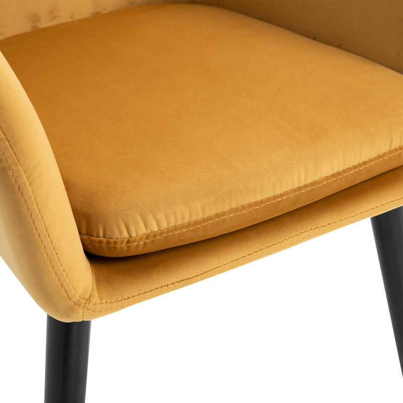 HOMCOM Modern Upholstered Fabric Bucket Seat Dining Armchairs Set of 2 Yellow