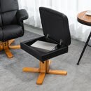HOMCOM Recliner Chair and Footstool PU Leather Wooden Base Black