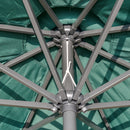 Outsunny 2.67m Patio LED Umbrella with Push Button Tilt/Crank 8 Ribs Green