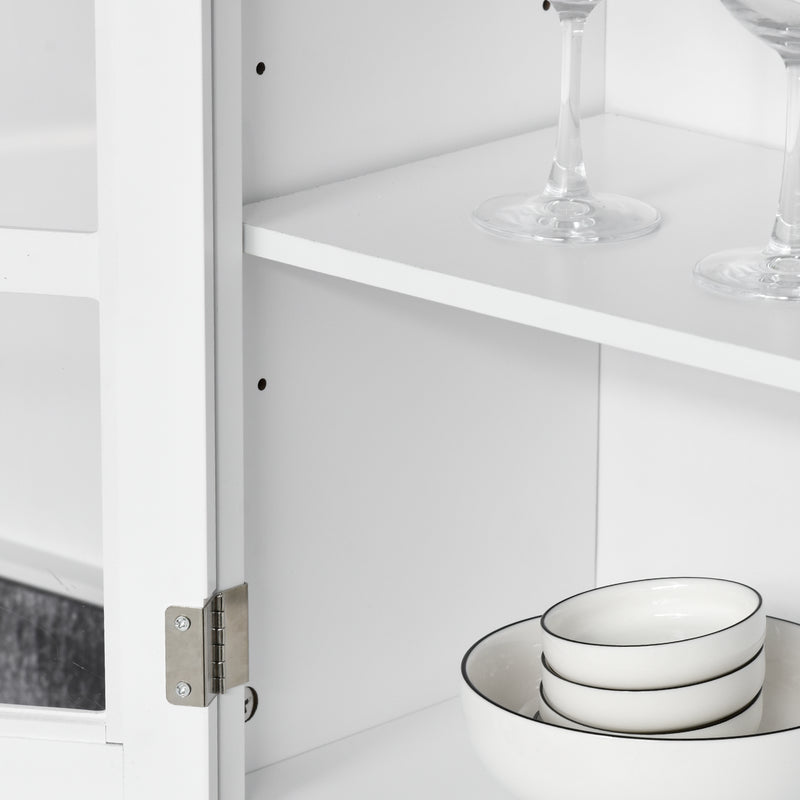 HOMCOM Coastal Kitchen Cupboard Storage Cabinet Unit for Dining Room, White