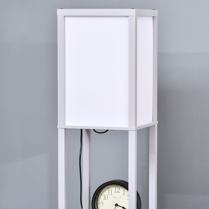 HOMCOM Floor Lamp Reading Lamp with 3-Tier Storage Shelf for Home Office Grey