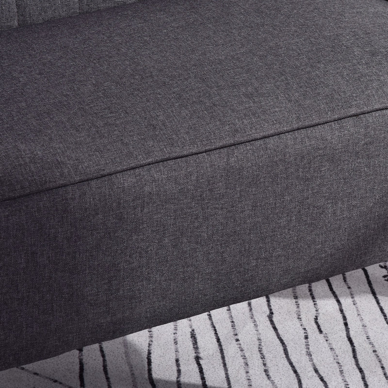 HOMCOM Linen-Feel Double Sofa w/ Wood Frame Padding Back, Dark Grey