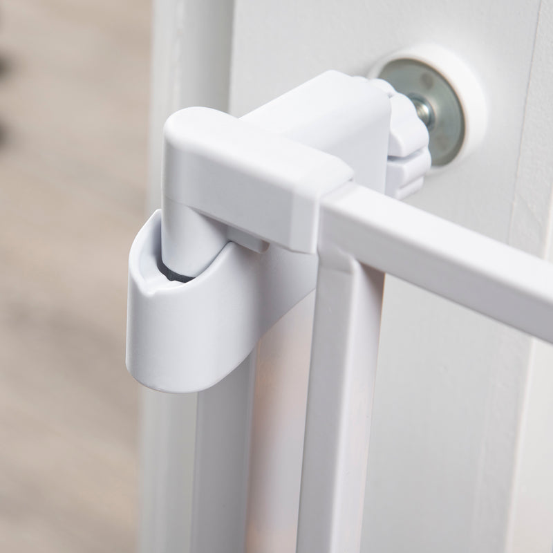 Pawhut Pet Safety Gate Door Barrier Dog Metal Indoor Fence White 75-82cm