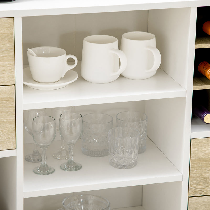HOMCOM Kitchen Sideboard Storage Cabinet with Removable Wine Holder, Natural