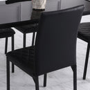 HOMCOM Dining Chairs Faux Leather Accent Chairs for Kitchen, Set of 4, Black
