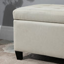 HOMCOM Linen Storage Ottoman Bench Padded w/ Tufting Hinged Lid Wood Frame Beige