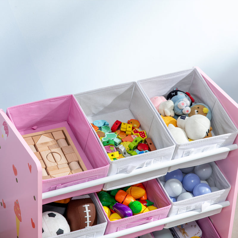 ZONEKIZ Storage Unit W/9 Removable Storage Baskets for Nursery Playroom, Pink
