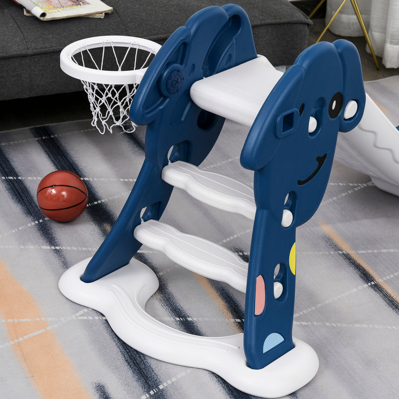 HOMCOM Kids Slide with Basketball Hoop Toddler Climber Freestanding Slider