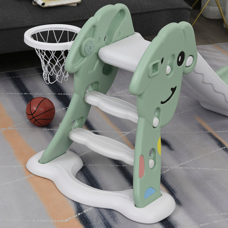 HOMCOM Kids Slide with Basketball Hoop Toddler Climber Freestanding Slider