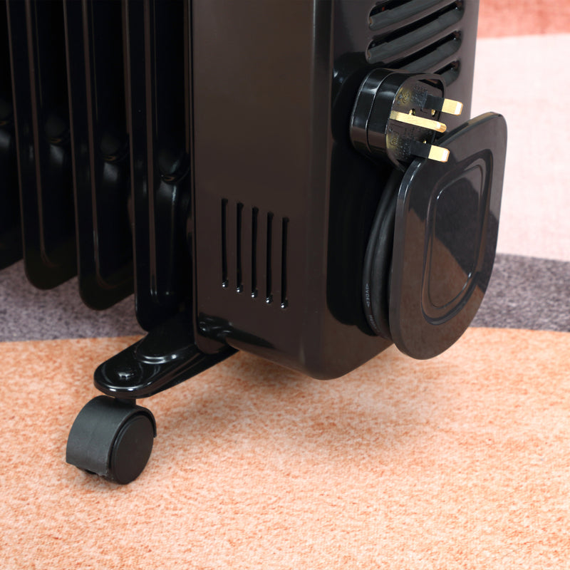 HOMCOM 2720W Oil Filled Portable Radiator Heater w/ Remote Control - Black