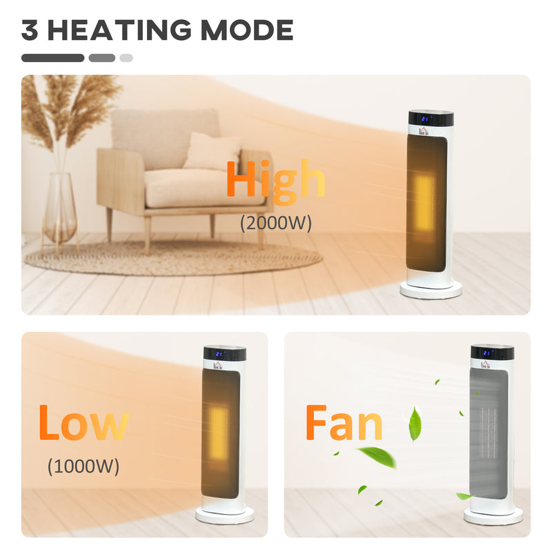 HOMCOM Freestanding Ceramic Space Heater Fan Heater w/ 3 Heat Settings, Black