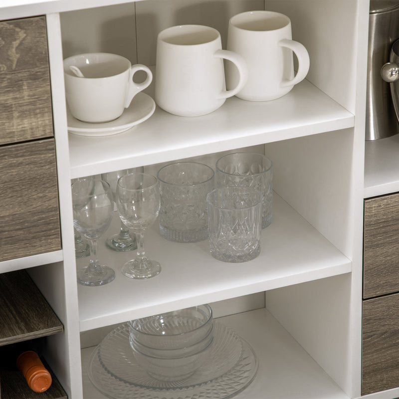 HOMCOM Kitchen Sideboard Storage Cabinet with Removable Wine Holder, Grey