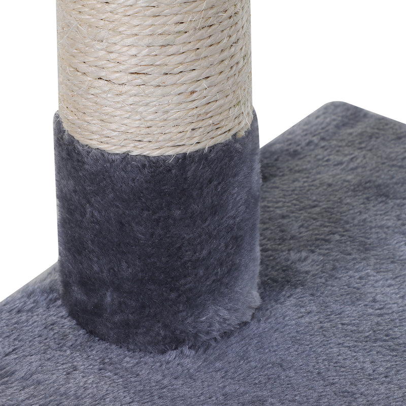 PawHut Cat Activity Tree Kitten Play Tower Palace Two-Tier Scratching Grey