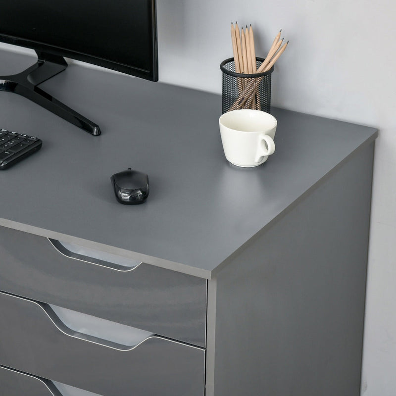 Computer Desk with Drawers Modern Writing Workstation with Storage Cabinet PC Study Table for Home Office Study - Grey