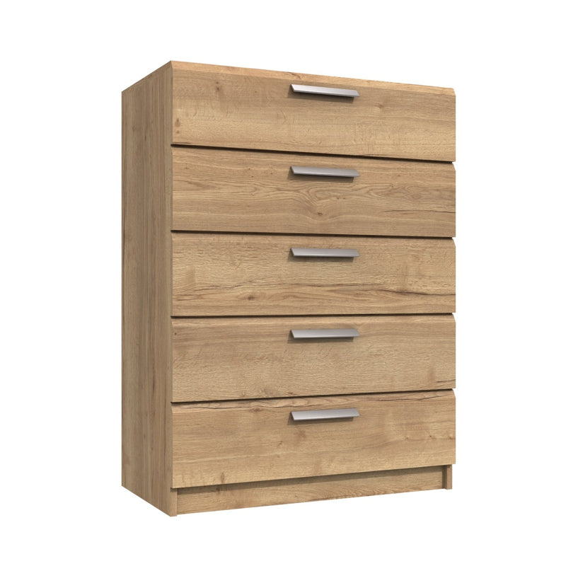 Buckingham Ready Assembled Chest of Drawers with 5 Drawers - Natural Rustic Oak