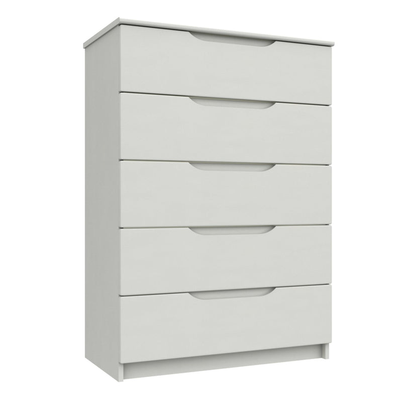 Balagio Ready Assembled Chest of Drawers with 5 Drawers - White Gloss