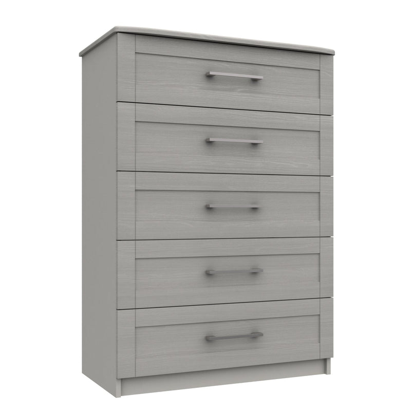 Chester Ready Assembled Chest of Drawers with 5 Drawers - Light Grey