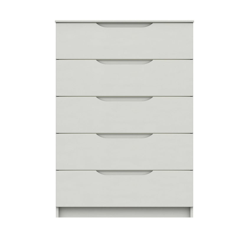 Balagio Ready Assembled Chest of Drawers with 5 Drawers - White Gloss