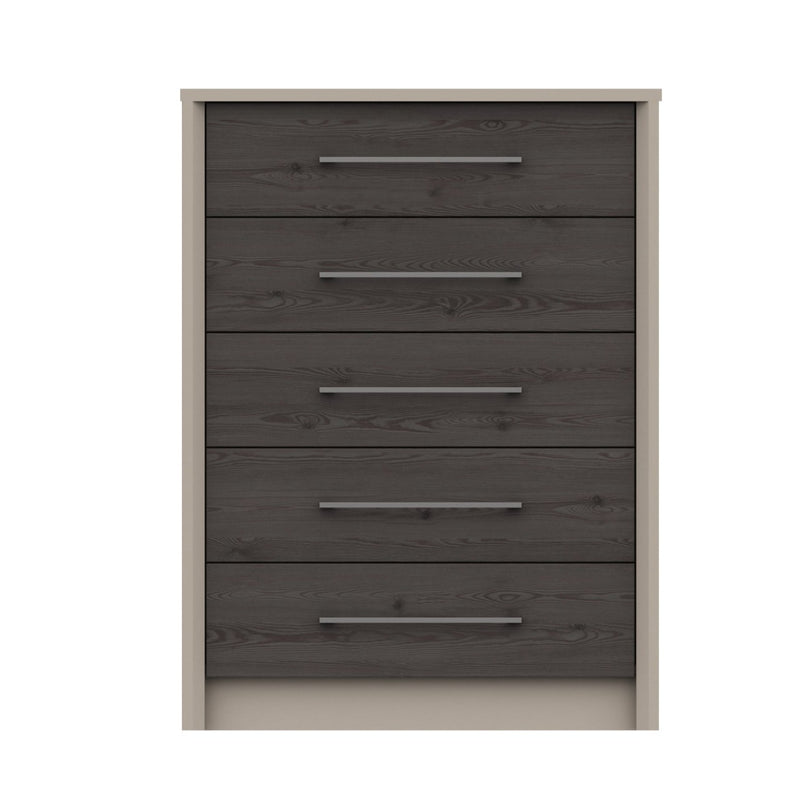 Miley Ready Assembled Chest of Drawers with 5 Drawers - Anthracite Larch