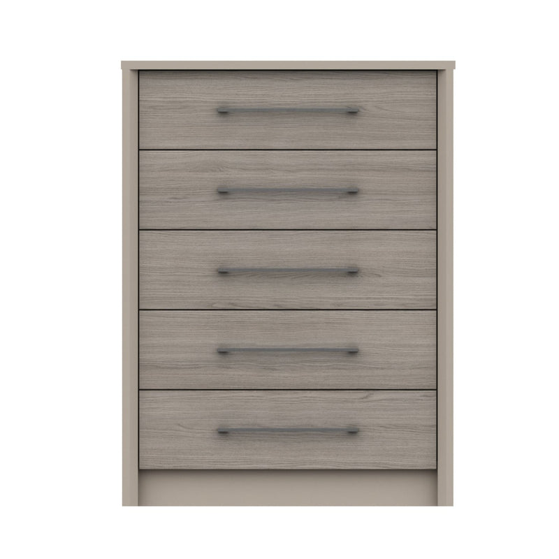 Miley Ready Assembled Chest of Drawers with 5 Drawers - Grey Oak
