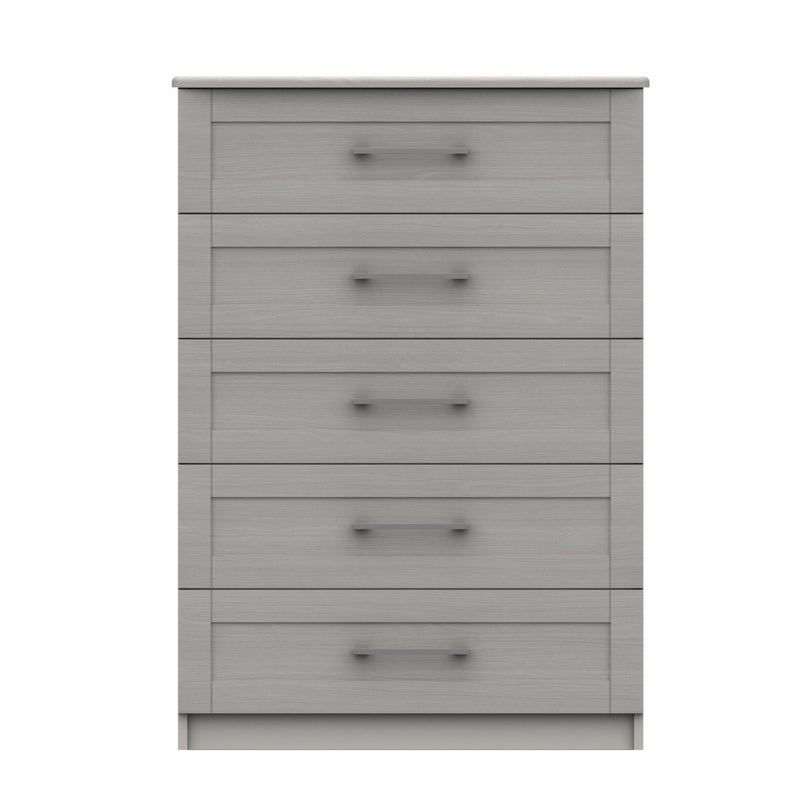 Chester Ready Assembled Chest of Drawers with 5 Drawers - Light Grey