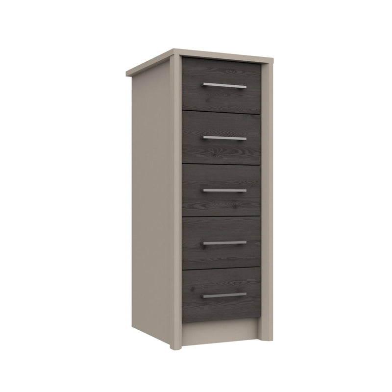 Miley Ready Assembled Chest of Drawers with 5 Drawers Tallboy - Anthracite Larch