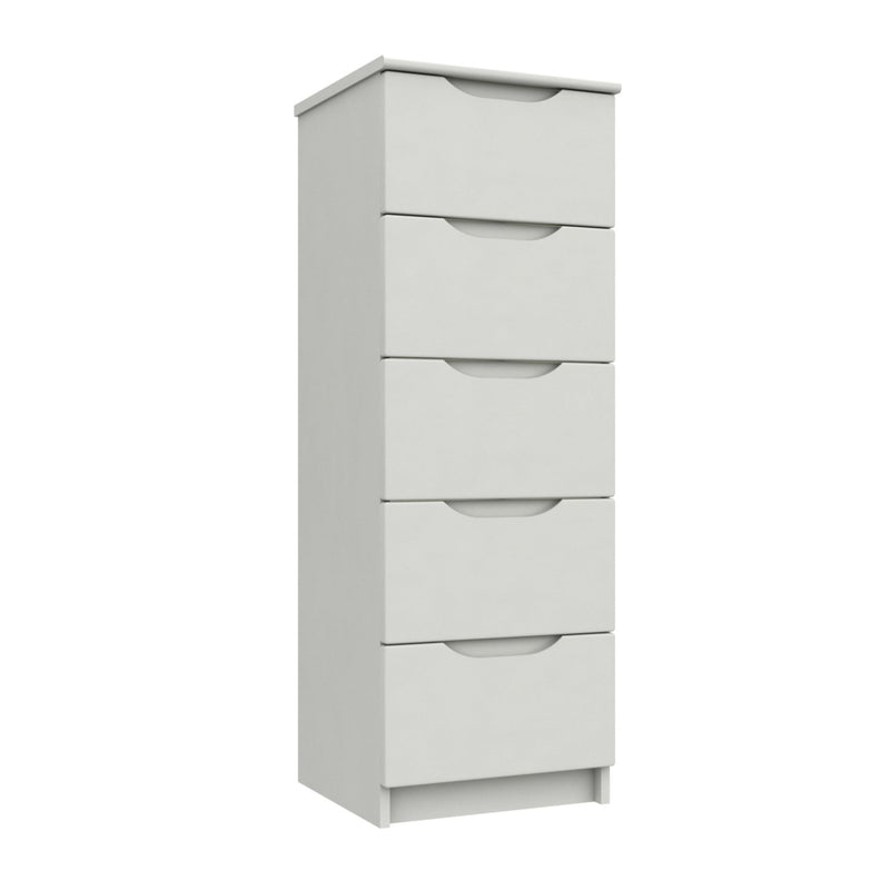 Balagio Ready Assembled Chest of Drawers with 5 Drawers Tallboy - White Gloss