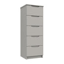 Balagio Ready Assembled Chest of Drawers with 5 Drawers Tallboy - Light Grey Gloss