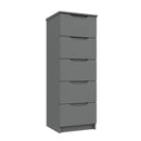 Balagio Ready Assembled Chest of Drawers with 5 Drawers Tallboy - Dusk Grey Gloss