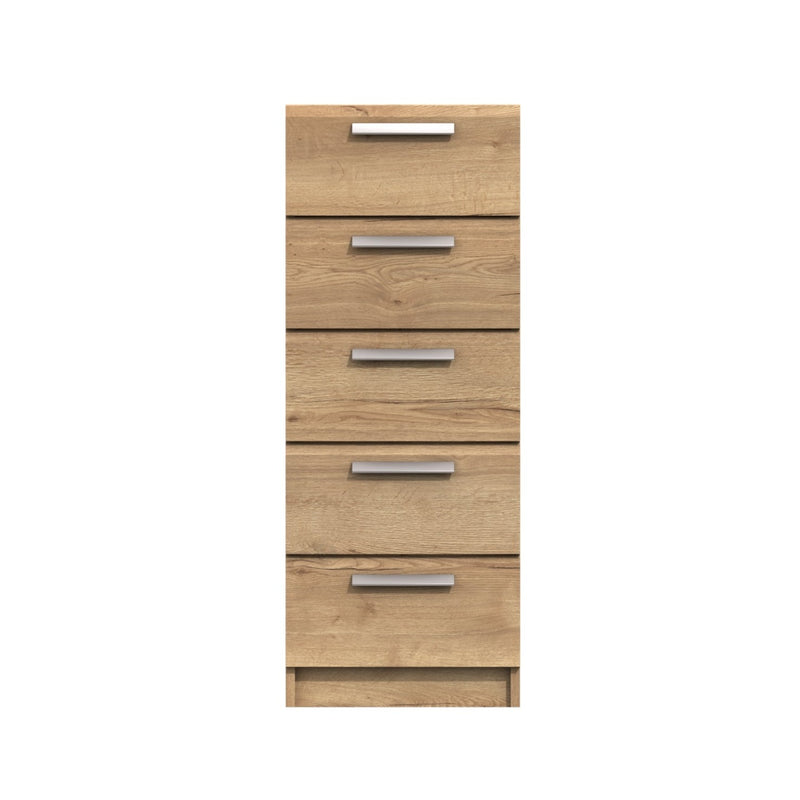 Buckingham Ready Assembled Chest of Drawers with 5 Drawers Tallboy - Natural Rustic Oak
