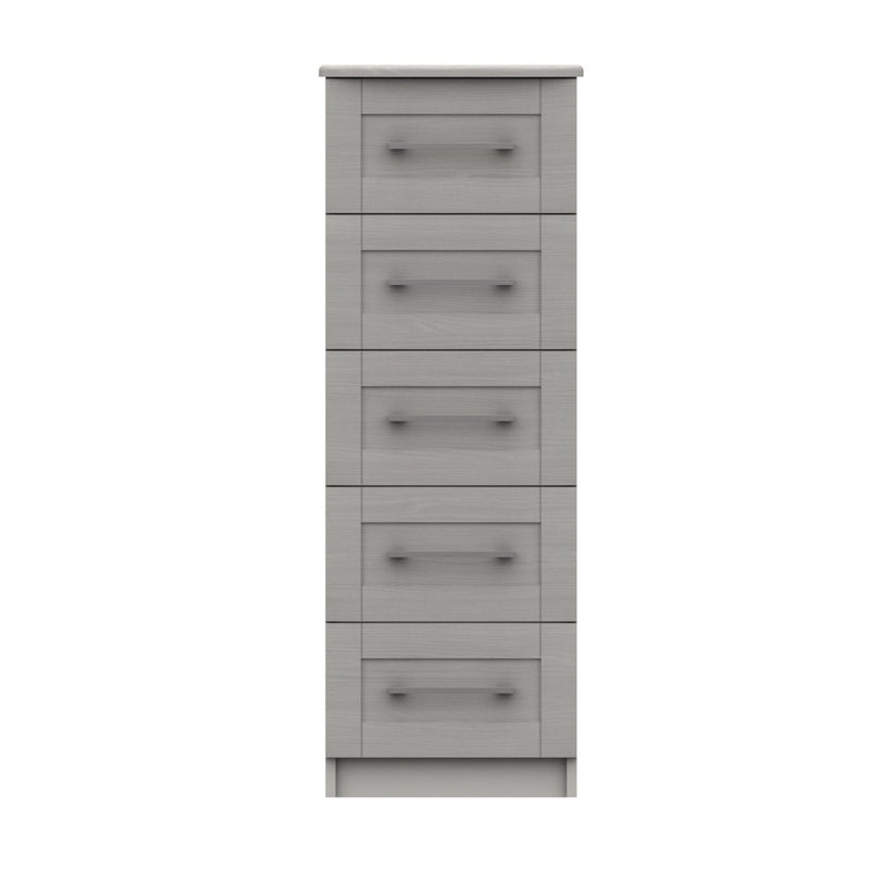 Chester Ready Assembled Chest of Drawers with 5 Drawers Tallboy - Light Grey