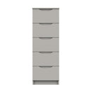Balagio Ready Assembled Chest of Drawers with 5 Drawers Tallboy - Light Grey Gloss