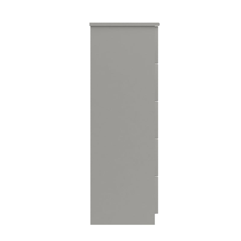 Balagio Ready Assembled Chest of Drawers with 5 Drawers Tallboy - Light Grey Gloss