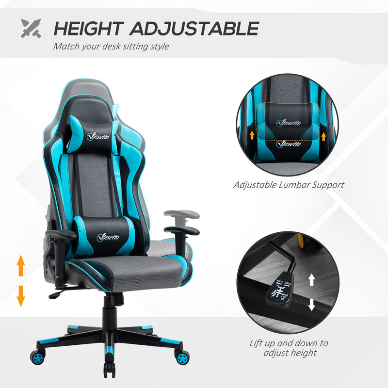 Vinsetto Gaming Chair Racing Style Ergonomic Office Chair - Sky Blue