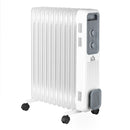 HOMCOM Oil Filled Radiator 11 Fin Portable Heater W/ Wheels And 3 Heat Settings, White