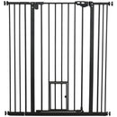 PawHut Extra Tall Dog Gate with Cat Door Auto Close for Stairs 74-101 cm Wide