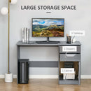 Computer Desk with Drawers Modern Writing Workstation with Storage Cabinet PC Study Table for Home Office Study - Grey