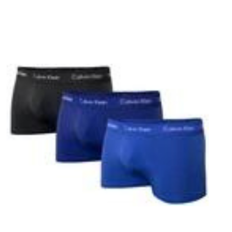 Calvin Klein 3 Pack of Boxer Trunks - Cotton Stretch - Black/Navy/Blue